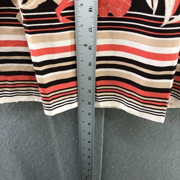 Ann Taylor Floral Skirt 14P A-Line Pleated Coral Beige Cotton Lightweight - Picture 10 of 10